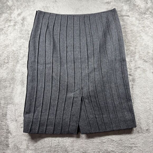 Philosophy di Alberta Ferretti Wool Skirt Pintuck Pencil Preppy Gray Size 8 I135 - Picture 3 of 7